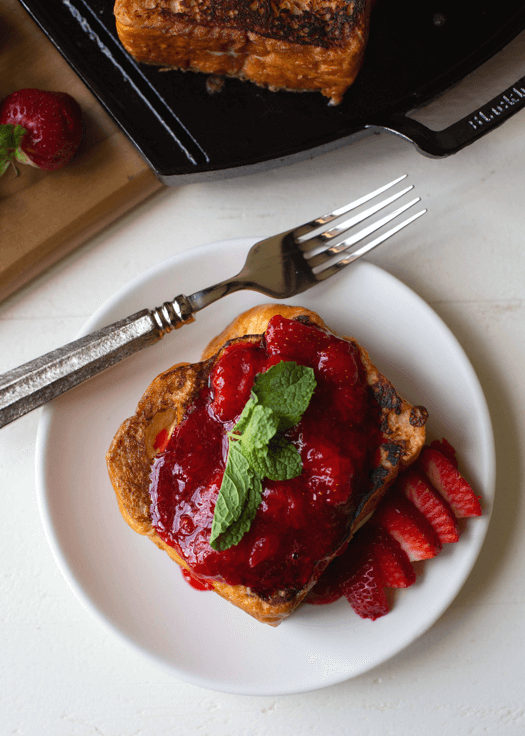 Mascarpone Stuffed French Toast With Strawberries and Mint
