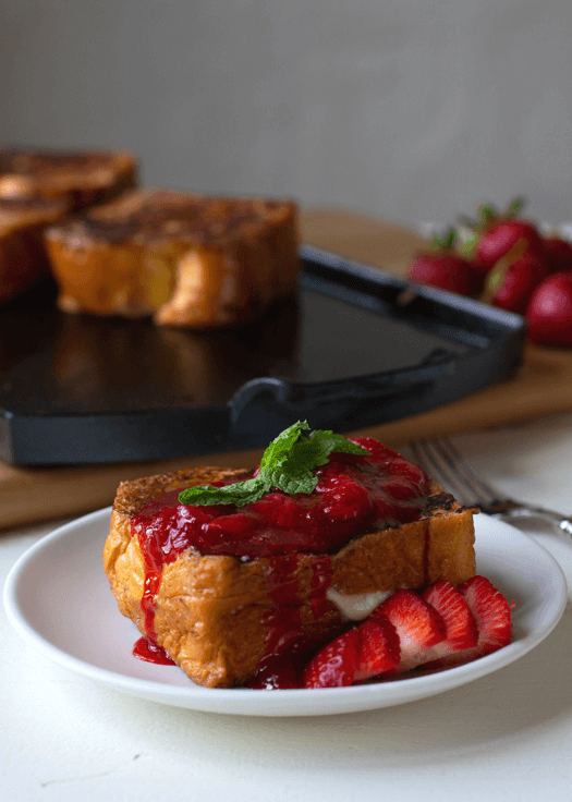 Mascarpone Stuffed French Toast With Strawberries and Mint