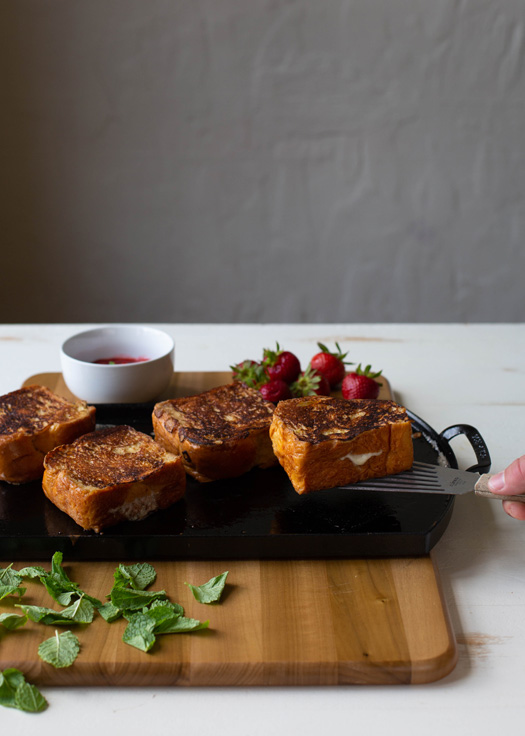 Mascarpone Stuffed French Toast With Strawberries and Mint